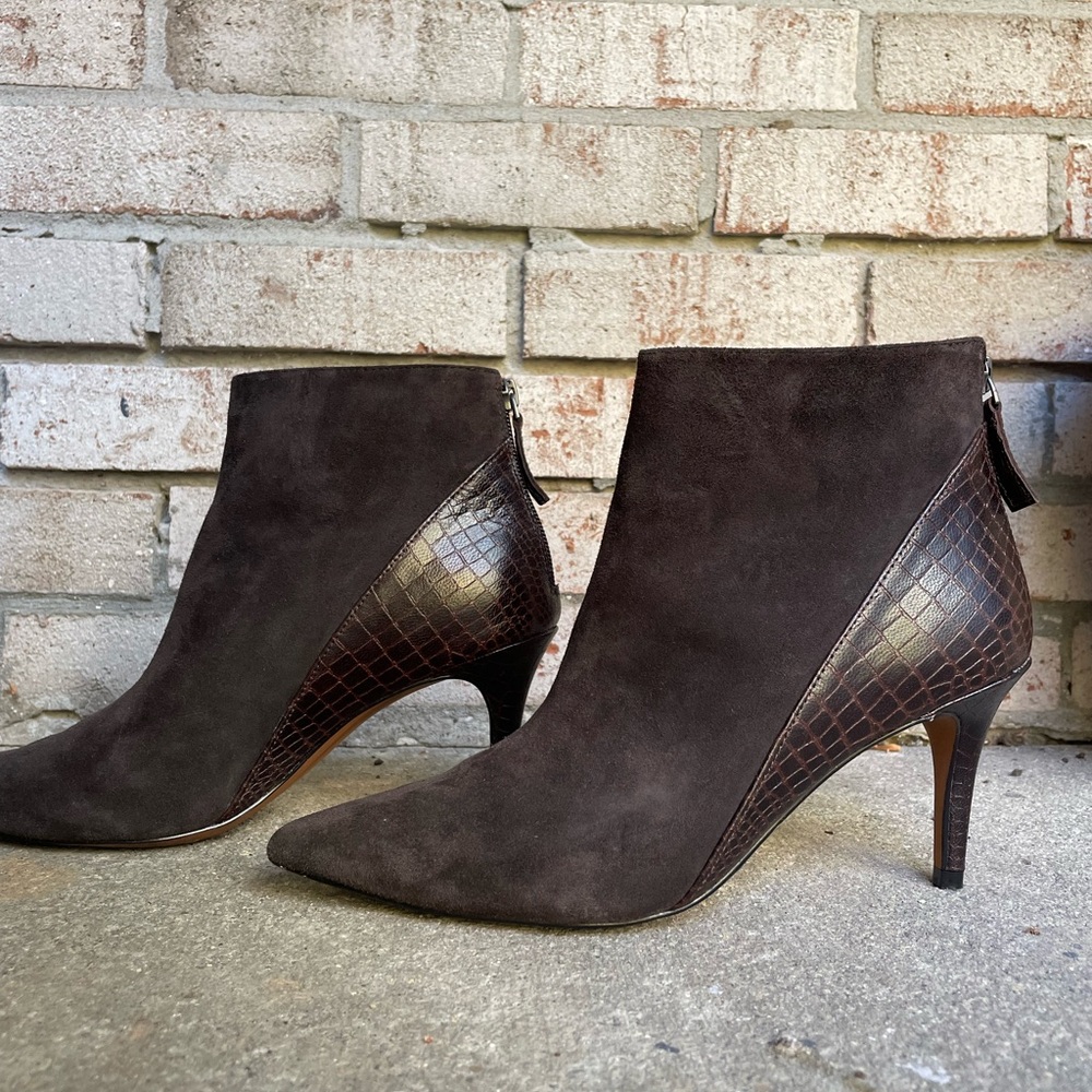 Linea Paolo | Ankle Boots | Dark Brown Suede | Size 8
